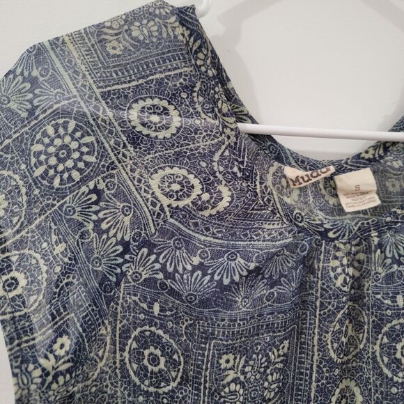 Y2K Mudd Womens Top Size Small Sheer Boho Fairy Grunge Brat - Picture 2 of 6